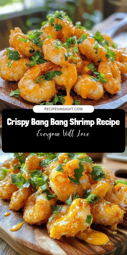 Dive into the deliciousness of Bang Bang Shrimp Delight, a crispy seafood dish that’s sure to impress! This recipe features perfectly fried shrimp tossed in a creamy, spicy sauce that balances sweetness and heat. Perfect as an appetizer or main course, this adaptable dish can cater to various dietary preferences. Whether you're entertaining guests or enjoying a family meal, Bang Bang Shrimp is a must-try. #BangBangShrimp #SeafoodRecipe #CookingAtHome #DeliciousEats #FoodieFun