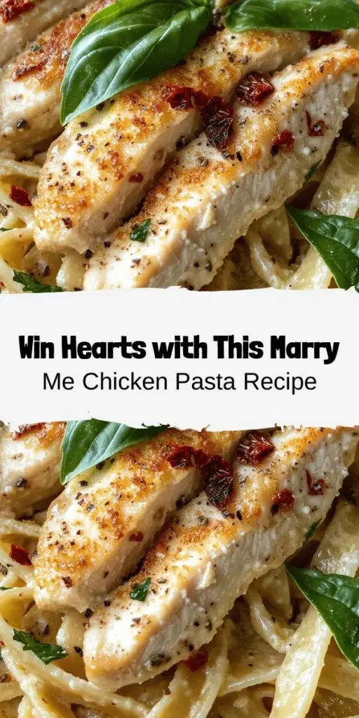 Discover the magic of Marry Me Chicken Pasta, a deliciously creamy dish perfect for date nights or special occasions! With succulent chicken, sun-dried tomatoes, and a rich Parmesan sauce, this easy-to-make recipe is sure to impress. Whether cooking for someone special or treating yourself, let this enchanting meal create unforgettable moments. Your taste buds will thank you! #MarryMeChicken #PastaLovers #RomanticDinner #EasyRecipes #CookingAtHome #ComfortFood #DateNightDinner #Foodie