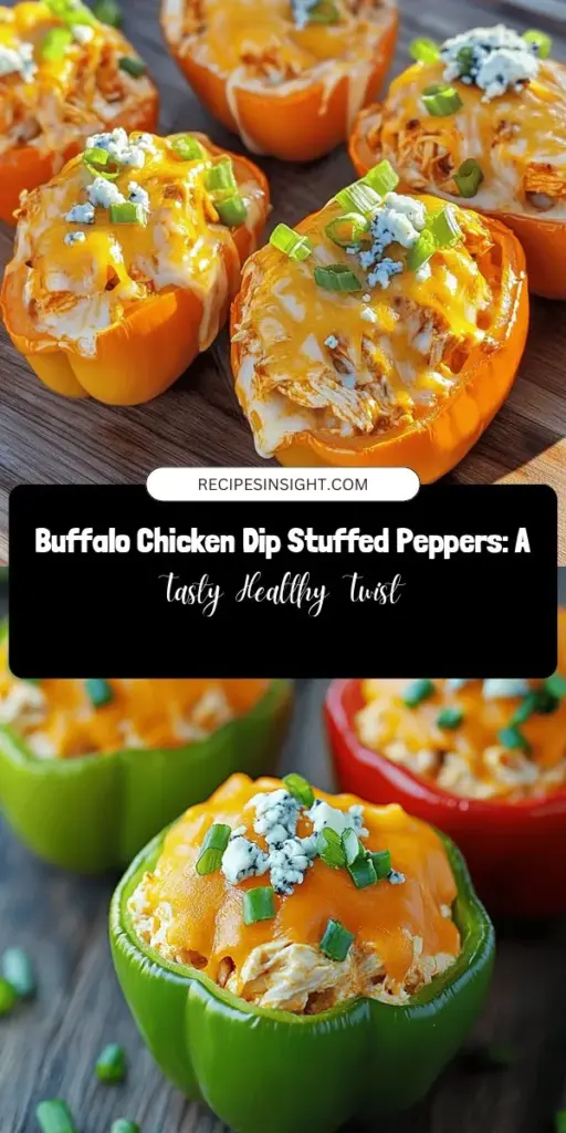 Discover the delicious twist on a classic favorite with Buffalo Chicken Dip Stuffed Sweet Bell Peppers! This vibrant dish combines the spicy, creamy goodness of Buffalo chicken dip with the crunch of sweet bell peppers, creating a perfect balance of flavors. It's a nutritious and customizable option perfect for game day or family dinners. Delight your taste buds while enjoying a healthier alternative to traditional dips. #BuffaloChickenDip #StuffedPeppers #HealthyRecipes #ComfortFood #GameDayEats