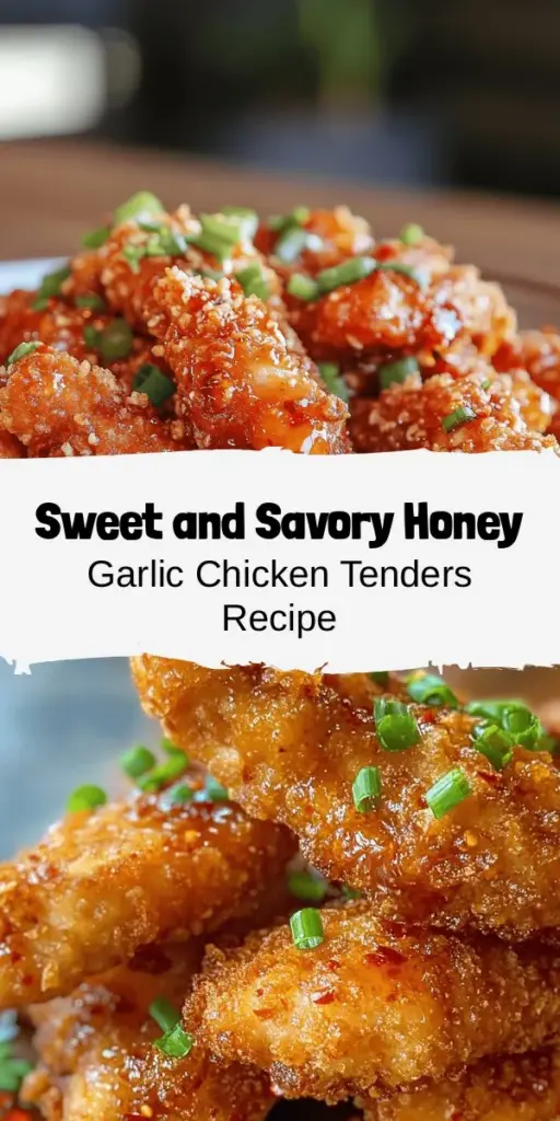 Indulge in the deliciousness of homemade Honey Garlic Crispy Chicken Tenders! This recipe combines tender chicken with a sweet and savory honey garlic sauce, ensuring every bite is packed with flavor. Perfect for any occasion, these tenders are easy to make and healthier than takeout. Impress your family and friends with this crowd-pleaser. Get ready to elevate your dinner game! #ChickenTenders #HoneyGarlic #CrispyChicken #HomemadeGoodness #ComfortFood