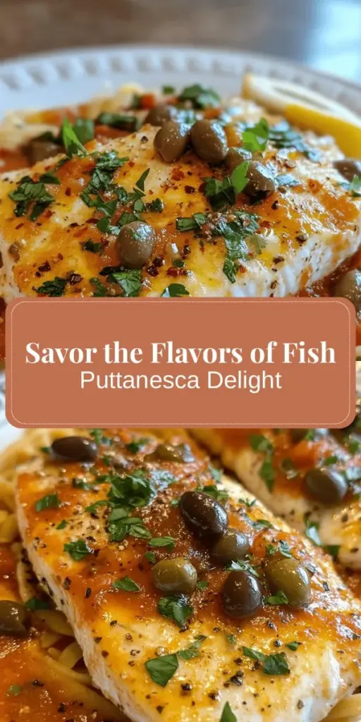 Discover the deliciousness of Fish Puttanesca Delight, a quick and flavorful Italian dish that pairs fresh fish with a robust Puttanesca sauce. This recipe is not only simple enough for busy weeknights but also impressive for special gatherings. Packed with heart-healthy ingredients like olives, capers, and tomatoes, it's both tasty and nutritious. Dive into this culinary journey and enjoy the perfect blend of comfort and health! #FishPuttanesca #ItalianCuisine #HealthyRecipes #Pasta #DinnerIdeas #Foodie #Cooking #SeafoodDelight