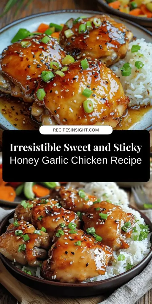 Looking for a delicious main dish that balances sweet and savory? Try this Sweet & Sticky Honey Garlic Chicken! This easy-to-make recipe features juicy chicken thighs coated in a tantalizing honey garlic glaze, perfect for any occasion. Pair it with rice, noodles, or a fresh salad for an unforgettable meal. Impress your family and friends with this flavorful delight that’s sure to become a favorite. Get ready for a feast! #HoneyGarlicChicken #EasyRecipes #DeliciousDinner #CookingAtHome #FoodieFun