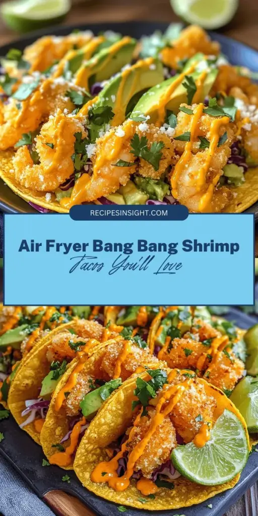 Experience the ultimate taco night with these Sizzling Air Fryer Bang Bang Shrimp Tacos! Enjoy crispy, flavorful shrimp coated in a delicious Bang Bang sauce, all served in warm tortillas with fresh toppings. This healthier air frying method means you can indulge without the guilt. Perfect for impressing your guests or enjoying a tasty weeknight meal. Don't miss out on this coastal favorite! #BangBangShrimp #AirFryerTacos #HealthyEating #TacoNight #ShrimpTacos