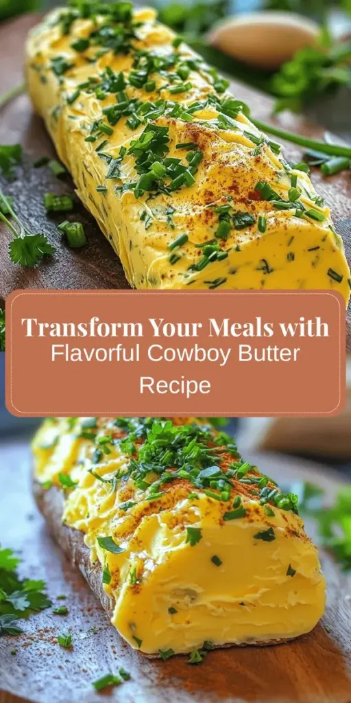 Elevate your meals with the delicious flavor explosion of Cowboy Butter! This versatile compound butter is perfect for grilling, spreading on breads, or enhancing veggies. Made with fresh herbs, garlic, and spices, each bite is a burst of goodness. Easy to prepare and perfect for any occasion, this recipe will become a kitchen staple. Try it today and impress your family and friends! #CowboyButter #FlavorExplosion #CookingTips #FoodLovers #GourmetCooking