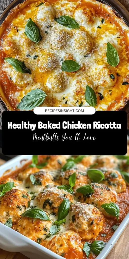 Looking for a healthier twist on a classic dish? Try these Baked Chicken Ricotta Meatballs! Packed with lean ground chicken, creamy ricotta, and fresh herbs, they offer a deliciously nutritious meal option. Easy to make, versatile for any occasion, and perfect for meal prep, these meatballs are a great addition to your dinner table. Serve them over pasta, in subs, or as appetizers. Enjoy guilt-free comfort food! #HealthyEating #Meatballs #MealPrep #ComfortFood #ChickenRicotta #BakedNotFried