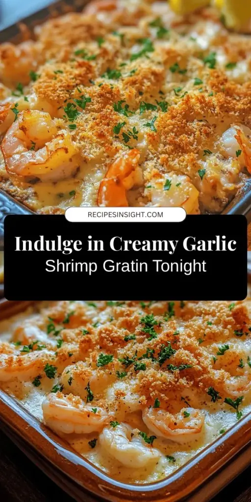 Discover the incredible flavors of Garlic Shrimp Gratin, a seafood dish that combines creamy richness with a savory garlic twist! Perfect for dinner parties or cozy evenings at home, this gratin features fresh shrimp topped with a golden crust of cheese and breadcrumbs. Serve it as an elegant appetizer or a satisfying main course paired with crusty bread and salad. Elevate your culinary creations with this indulgent recipe that is easy to make! #GarlicShrimp #Gratin #SeafoodRecipes #ComfortFood #Foodie #DinnerParty #Yum