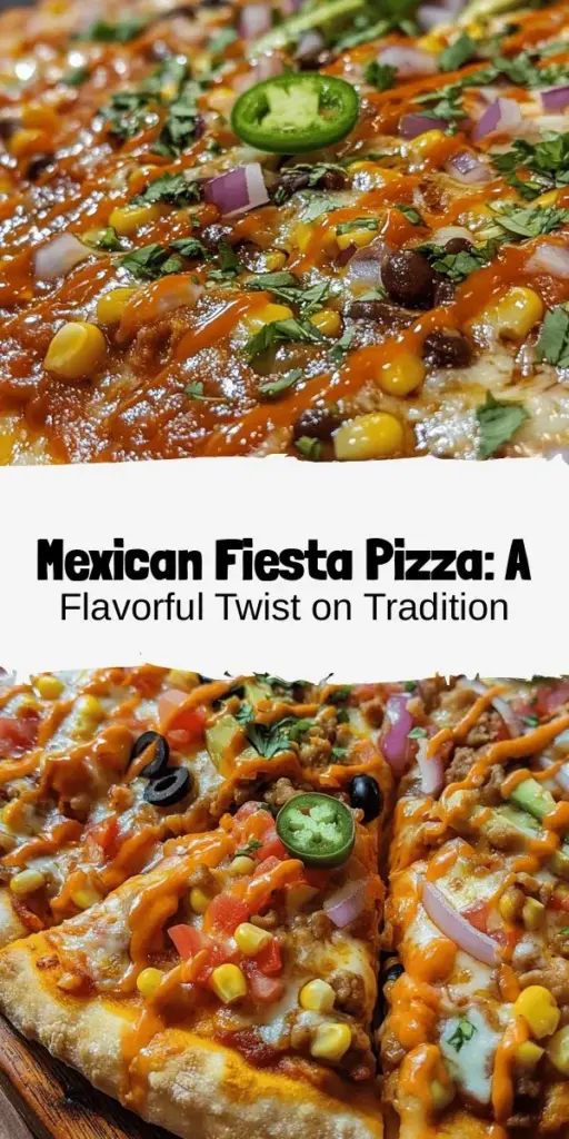 Elevate your pizza night with a delicious twist—Mexican Fiesta Pizza! This easy recipe combines the beloved Italian classic with bold Mexican flavors, making it perfect for quick meals or gatherings. Using pre-made crusts and fresh ingredients, you can create a colorful feast that’s sure to impress. Enjoy layers of refried beans, zesty salsa, and a blend of cheeses topped with fresh veggies. Perfect for any occasion! #MexicanFiestaPizza #FusionFood #EasyRecipes #PizzaLovers #FoodieFun