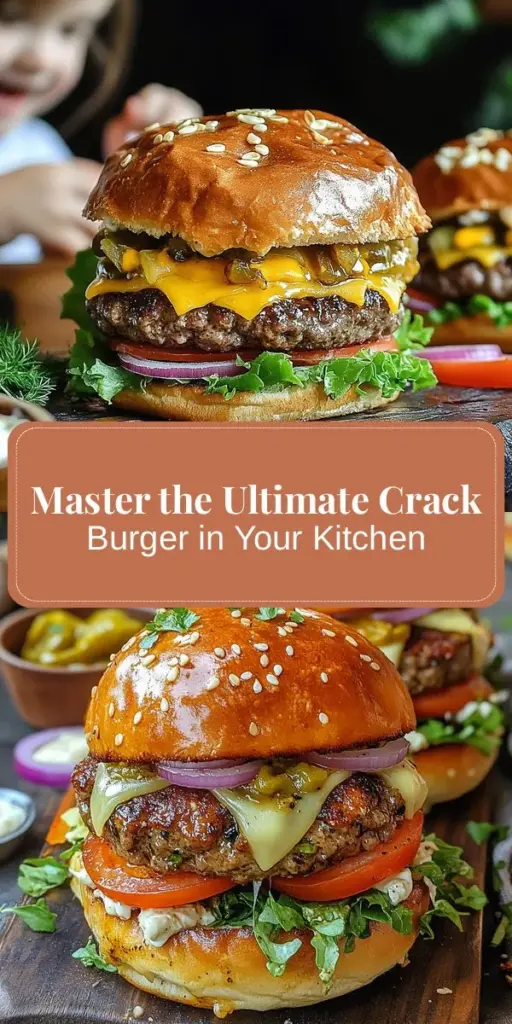 Discover the mouthwatering Ultimate Crack Burger—a delicious blend of juicy beef, creamy American cheese, and fresh toppings that will elevate your burger game! Perfect for backyard barbecues or special occasions, this recipe is a crowd-pleaser. Dive into the origins, ingredient selection, and cooking tips to create a burger that’s irresistibly flavorful. Get ready to impress with every bite! #CrackBurger #BurgerRecipes #ComfortFood #Grilling #Foodie