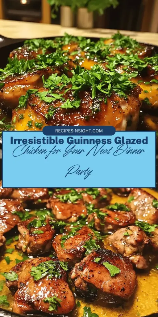 Indulge in a culinary adventure with Guinness Glazed Chicken Delight! This succulent dish combines tender chicken thighs with a rich marinade made from Guinness stout, honey, and soy sauce to create a sweet and savory experience. Perfect for weeknight dinners or gatherings, it’s easy to prepare and will impress your family and friends. Elevate your meals with this flavorful recipe that’s sure to become a favorite! #GuinnessChicken #CulinaryAdventure #DeliciousRecipes #ComfortFood #EasyCooking