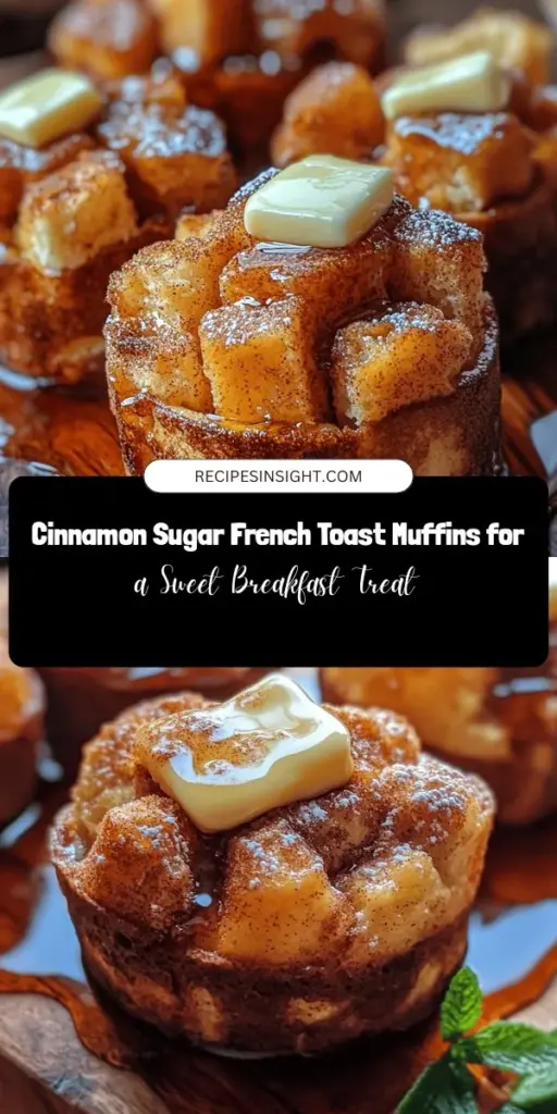 Dive into the delicious world of Cinnamon Sugar French Toast Muffins! Perfect for breakfast or brunch, these delightful treats combine the classic flavors of French toast into a portable muffin form. Explore the simple yet flavorful ingredients, including day-old bread and warm spices, that create a soft, fluffy texture. Enjoy them as is, or add a drizzle of maple syrup for an extra sweet touch. Perfect for any occasion! #CinnamonSugar #FrenchToastMuffins #BreakfastRecipes #BakingAtHome #EasyRecipes