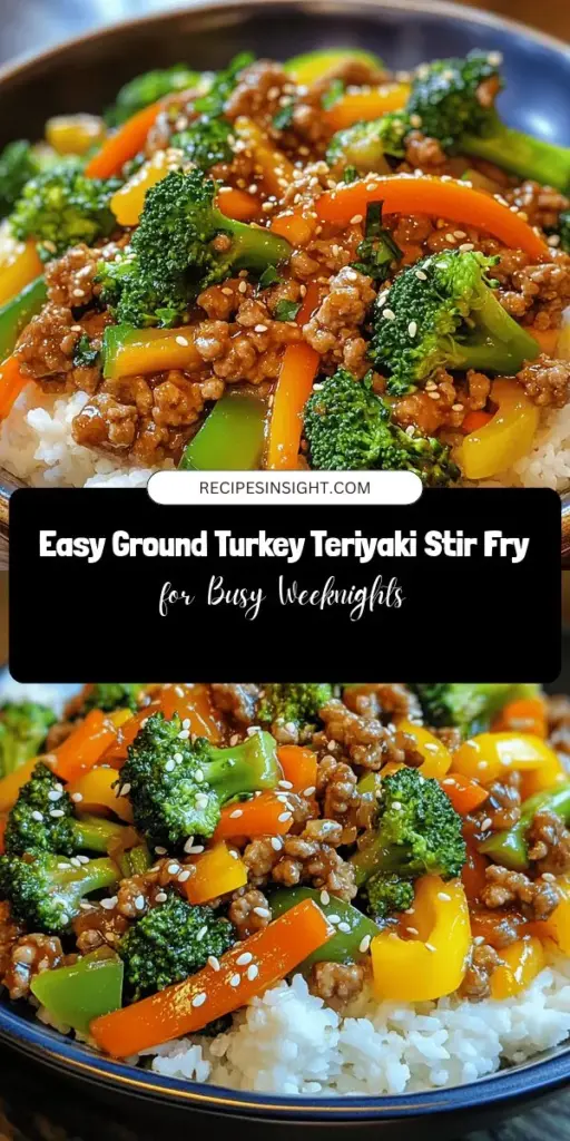 Looking for a quick and healthy dinner option? Try this Ground Turkey Teriyaki Stir Fry! Packed with lean protein and colorful vegetables, it's not only nutritious but also incredibly easy to make. With a homemade teriyaki sauce that balances sweet and savory flavors, this dish is perfect for busy weeknights. Ready in under 30 minutes, it's a delicious way to nourish your family without sacrificing time. #HealthyEating #QuickRecipes #StirFry #MealPrep #GroundTurkey #DeliciousAndNutritious