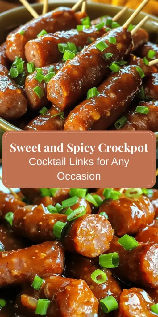 Bring the flavor and fun to your next gathering with these Sweet & Spicy Crockpot Cocktail Links! Perfect for game days, holiday parties, or casual get-togethers, this effortless, crowd-pleasing appetizer features juicy sausages simmered in a deliciously sticky sweet and spicy sauce. Minimal prep, maximum flavor—let the crockpot do the work! Discover the recipe today and make your event a hit! #CrockpotRecipes #Appetizers #PartyFood #SweetAndSpicy #EasyCooking #MealPrep #Sausages