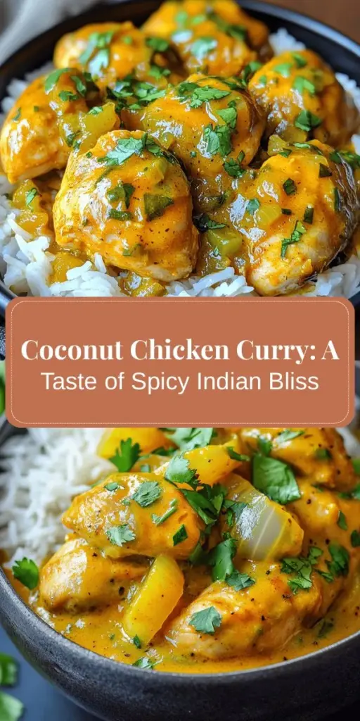 Explore the delicious journey of Spicy Indian Coconut Chicken Curry! This vibrant dish combines juicy chicken thighs, creamy coconut milk, and aromatic spices for an unforgettable flavor experience. Perfect for cooks of any level, this recipe showcases the magic of Indian cuisine. Serve it with fluffy basmati rice or warm naan, and garnish with fresh cilantro and lime for a refreshing touch. Discover your new favorite curry today! #IndianCuisine #CoconutCurry #CookingAtHome #FlavorExplosion #EasyRecipes