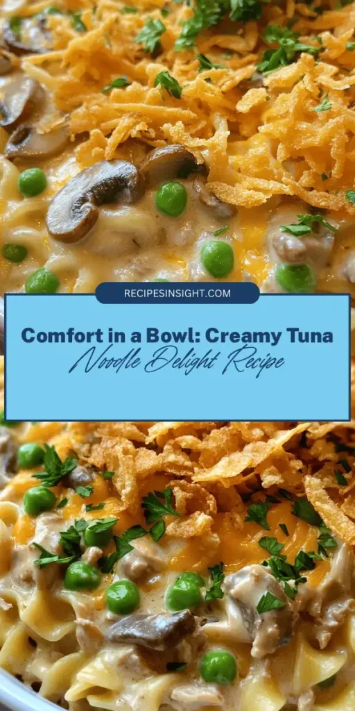 Discover the ultimate weeknight comfort food with Creamy Tuna Noodle Delight! This timeless dish blends savory tuna, creamy mushroom soup, and egg noodles for a satisfying meal that’s easy to prepare. Perfect for busy nights, it's a nostalgic casserole that invites creativity, letting you customize it with your favorite veggies and spices. Enjoy this hearty dish that combines convenience with flavor! #TunaNoodleCasserole #ComfortFood #EasyDinner #FamilyMeal #CasseroleRecipes #WeeknightDinner