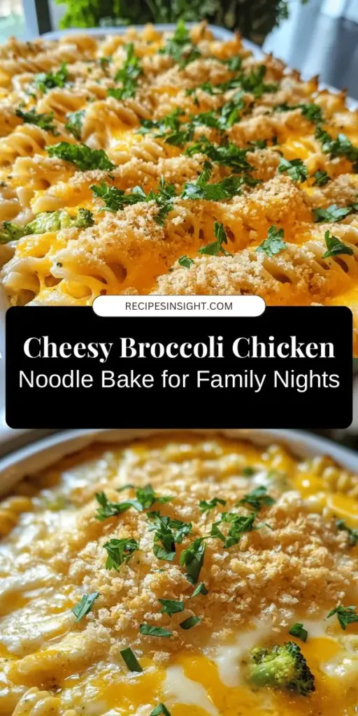 Discover the comfort of Cheesy Broccoli Chicken Noodle Delight, a family favorite that's both delicious and nutritious! This creamy casserole combines rotini pasta, tender chicken, and vibrant broccoli, making it perfect for busy weeknights. Easy to prepare and packed with protein and vitamins, this dish is guaranteed to please everyone at the table. Try it for dinner tonight! #ComfortFood #FamilyMeal #ChickenCasserole #HealthyRecipes #CheesyDelight #WeeknightDinner