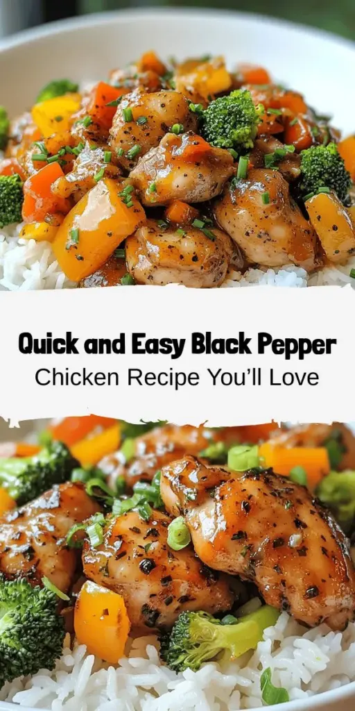 Explore the rich flavors of Asian cuisine with Black Pepper Chicken Delight! This quick and easy dish combines tender marinated chicken thighs, vibrant vegetables, and a perfect blend of spices to create a tantalizing stir-fry that’s sure to impress. In just under 30 minutes, you can enjoy a delicious meal that balances heat, sweetness, and umami. Perfect for weeknight dinners or family gatherings. Try this culinary adventure today! #BlackPepperChicken #AsianCuisine #QuickMeals #StirFry #Foodie