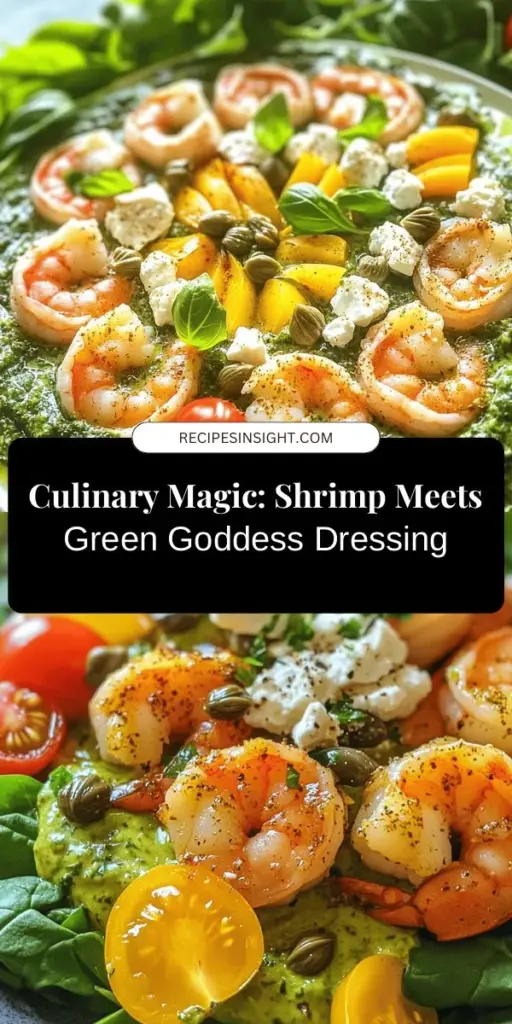 Dive into a culinary adventure with our Green Goddess Meets Underwater King recipe! This exquisite dish combines succulent shrimp with a creamy, herbaceous Green Goddess dressing, creating a perfect balance of flavor and nutrition. Crafted with fresh herbs like spinach, parsley, and basil, along with healthy fats from avocado and Greek yogurt, this meal is both delicious and good for you. Ideal for any occasion, impress your guests and elevate your dining experience with this unique dish! #GreenGoddess #ShrimpRecipes #HealthyEats #CulinaryDelight #CookingInspiration