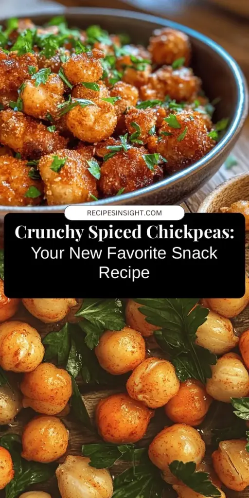 Discover the ultimate crunchy snack with this Crunchy Spiced Chickpeas Delight recipe! Perfect for movie nights, salads, or meal prep, these roasted chickpeas are packed with plant-based protein and fiber. Easy to make and full of flavor, they are a delicious alternative to traditional snacks. Get ready to indulge without the guilt! Try it now and elevate your snacking game! #PlantBased #HealthySnacks #Chickpeas #Vegan #SnackRecipe #HealthyEating