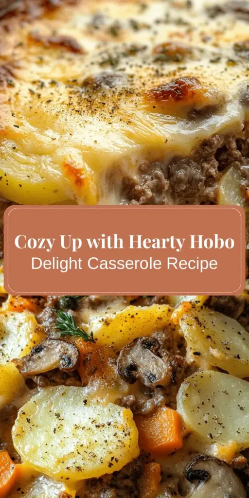 Looking for a comforting one-pot meal? Hobo Delight Casserole is a nostalgic favorite that's easy to make and filled with hearty ingredients like ground beef, fresh veggies, and creamy mushroom soup. This dish brings family together with minimal cleanup, making it perfect for busy weeknights. Discover how to whip up this satisfying casserole that warms the soul. #ComfortFood #Casserole #FamilyMeals #OnePotWonder #HoboDelight #EasyRecipes #DeliciousDinner #HomeCooking