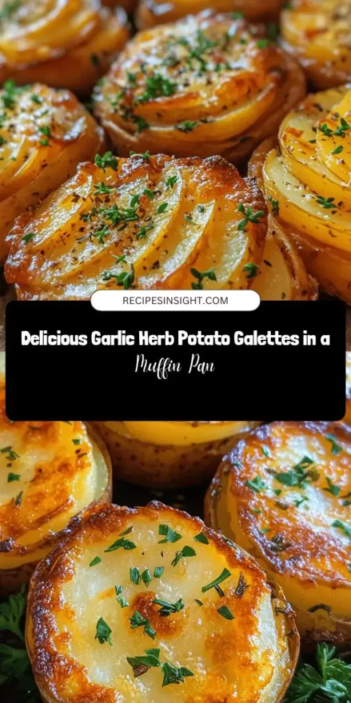 Indulge in the deliciousness of Garlic Herb Muffin Pan Potato Galettes! This recipe combines the rustic charm of French cooking with modern convenience, transforming simple russet potatoes into a stunning side dish or appetizer. With flavors of garlic, fresh herbs, and Parmesan, each crispy bite is sure to impress. Perfect for any occasion, these galettes are easy to make and visually appealing. Elevate your mealtime with this tasty treat! #PotatoGalettes #CookingAtHome #FrenchCuisine #PotatoRecipes #EasyRecipes #DeliciousDishes #BakingLove #GarlicHerbGalettes