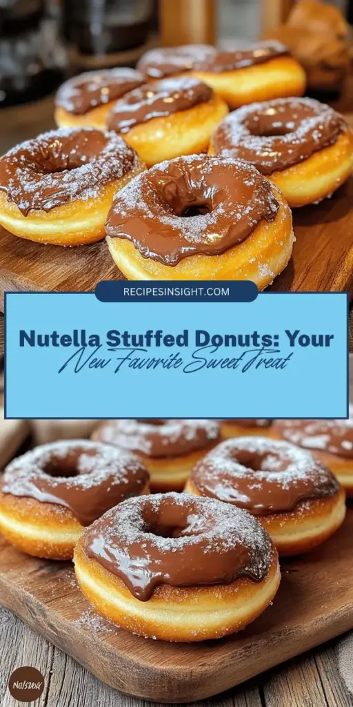 Satisfy your sweet cravings with these irresistible homemade Nutella stuffed donuts! Soft, fluffy, and filled with rich, gooey Nutella, they are perfect for any occasion, from breakfast to dessert. Our detailed step-by-step guide will help you create these delicious treats from scratch, ensuring the ideal texture and flavor. Get ready to indulge in a mouthwatering experience that will leave you wanting more! #NutellaDonuts #HomemadeTreats #BakingJoy #SweetIndulgence #DonutRecipe