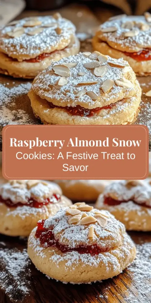 Discover the delightful Raspberry-Filled Almond Snow Cookies, perfect for any occasion! These cookies combine nutty almond flour with sweet raspberry jam, creating a treat that's as visually appealing as it is delicious. With their snowy finish and melt-in-your-mouth texture, they're sure to impress. Easy to make, these cookies are a fantastic choice for holiday gatherings or as a sweet snack. Try making them today! #Cookies #Baking #RaspberryAlmond #CookieRecipe #Desserts