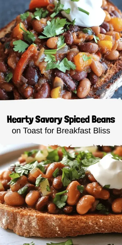 Start your day with a delicious and nutritious breakfast! Savory Spiced Beans on Toast features a hearty blend of mixed beans, aromatic spices, and a crispy whole-grain base. Packed with protein and fiber, this recipe is quick to prepare—ideal for busy mornings or relaxed weekends. Customize it with toppings like yogurt or fresh herbs for an extra kick. Discover how easy it is to create this wholesome meal that will energize you! #BreakfastIdeas #HealthyEating #BeansOnToast #NutritiousMeals #EasyRecipes