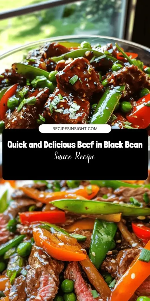 Discover the deliciousness of Savory Beef in Black Bean Sauce, a quick and nutritious Asian-inspired dish that's perfect for any occasion. In just 30 minutes, you can whip up tender beef, colorful veggies, and a rich, umami sauce that will please everyone at the table. With key ingredients like flank steak, fresh bell peppers, and black bean sauce, this recipe is as visually appealing as it is flavorful. Try it tonight! #SavoryBeef #BlackBeanSauce #AsianCuisine #QuickRecipes #HealthyEating #DinnerIdeas #HomeCooking