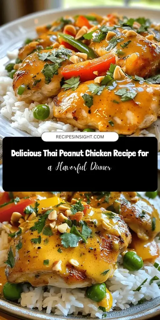 Discover the vibrant flavors of Thai cuisine with this mouthwatering Thai Peanut Chicken recipe! This delicious stir-fry features tender chicken tossed with fresh vegetables in a rich, creamy peanut sauce that perfectly balances sweet, sour, salty, and spicy notes. Quick to prepare and totally satisfying, this dish is ideal for a weeknight meal or special occasions. Customize it with your favorite veggies and enjoy a nutritious, protein-packed dinner. #ThaiPeanutChicken #ThaiCuisine #HomeCooking #HealthyRecipes #Foodie