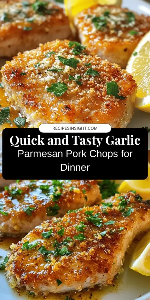 Discover the ultimate weeknight meal with these Garlic Parmesan Pork Chops! This easy recipe combines juicy bone-in pork chops with a savory garlic and Parmesan crust, all ready in just 30 minutes. Perfect for busy families or impressing guests, these flavorful chops are sure to be a hit at your dinner table. Serve with your favorite sides for a delicious, satisfying meal. #PorkChops #GarlicParmesan #EasyDinner #WeeknightMeals #DeliciousRecipes