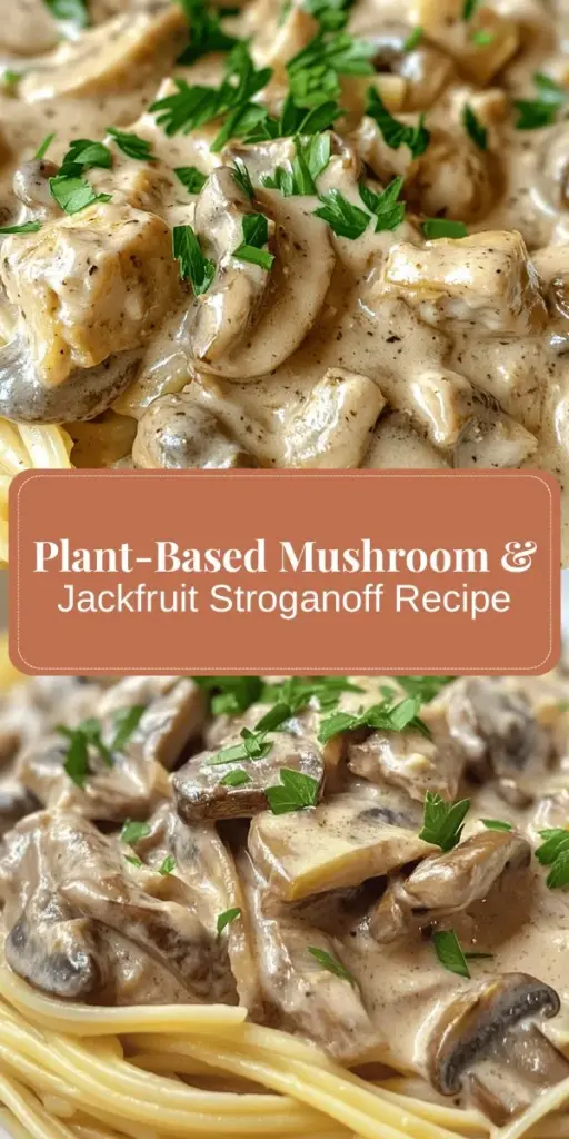 Discover the ultimate comfort food with a plant-based twist! This Vegan Mushroom & Jackfruit Beef Stroganoff combines the savory flavors of mushrooms and the meaty texture of jackfruit for a creamy, hearty dish that everyone will love. Packed with nutrients and deliciousness, it's perfect for vegans and meat lovers alike. Satisfy your cravings without compromising on health! Try this recipe today. #VeganRecipes #PlantBased #ComfortFood #Jackfruit #Mushrooms #HealthyEating #MeatlessMonday