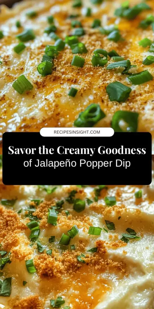 Dive into the delicious world of Creamy Jalapeño Popper Dip! This indulgent appetizer combines rich cream cheese, tangy sour cream, and fresh jalapeños for a flavorful experience that's perfect for parties, game days, or cozy nights in. Serve it warm with tortilla chips, crackers, or veggies for an irresistible treat. Impress your guests with this creamy, cheesy delight that's super easy to make and customize! #JalapenoDip #AppetizerIdeas #ComfortFood #PartyFood