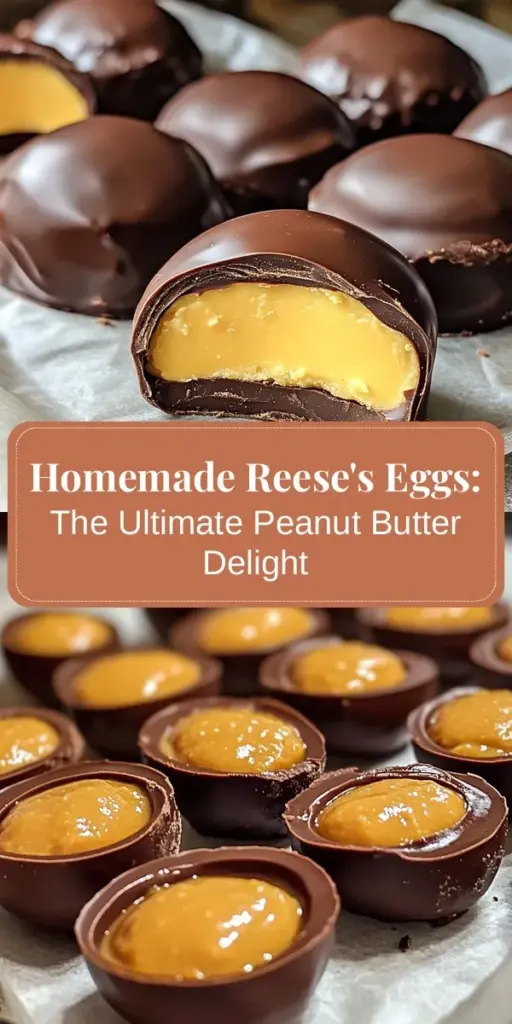 Indulge in your love for peanut butter with these Dreamy Homemade Reese's Eggs! Perfect for Easter or any sweet craving, these delightful treats combine creamy peanut butter with rich chocolate. While store-bought versions are classic, making your own allows for customization and quality ingredients. Impress friends and family with this simple recipe that’s fun to make! Try it today! #HomemadeCandy #ReesesEggs #PeanutButterLovers #EasterTreats #BakingFun