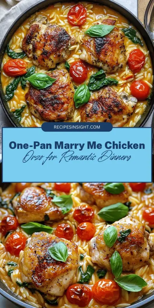 Discover the enchanting flavors of Marry Me Chicken Orzo, a romantic one-pan meal that combines tender chicken, creamy orzo, and vibrant veggies. Perfect for impressing loved ones without the hassle, this dish is both comforting and visually appealing. Ideal for date nights or family gatherings, it’s sure to create memorable moments around the dinner table. Make magic in your kitchen today! #MarryMeChicken #OnePanMeals #ComfortFood #CookingAtHome #DateNightDinner