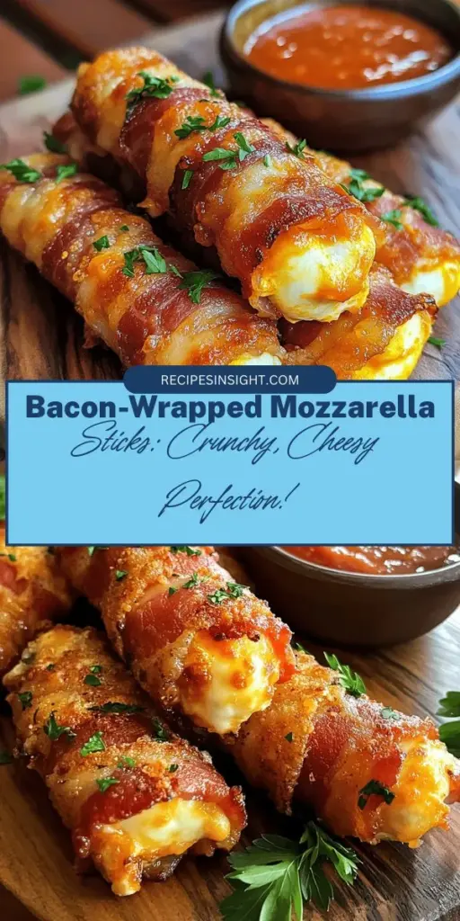 Looking for a delicious appetizer that will wow your guests? Try these crispy bacon-wrapped mozzarella sticks! Perfectly combining crunchy bacon and gooey mozzarella, they're ideal for game days, parties, or cozy family dinners. Simple to make, these treats are sure to become a favorite among kids and adults alike. Serve with a variety of dipping sauces for the ultimate snack experience. Get the recipe and impress everyone! #Appetizer #BaconWrapped #CheeseSticks #PartyFood #Yummy