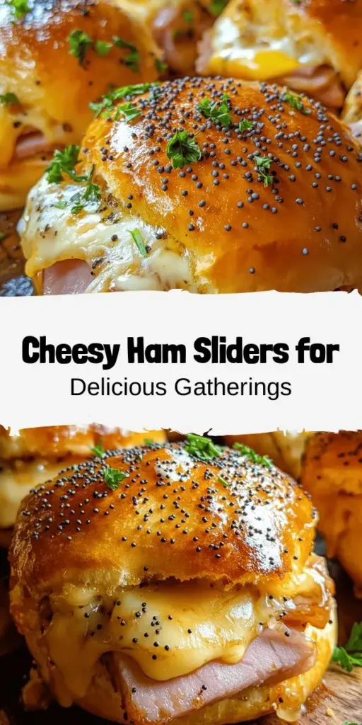 Looking for a delicious appetizer or easy meal? Try these Cheesy Bliss Ham Sliders! Soft Hawaiian rolls filled with savory ham and gooey Swiss cheese, topped with a buttery mustard mix and poppy seeds, make for a crowd-pleasing treat. Perfect for parties, game days, or cozy family dinners, they are quick to prepare and guaranteed to impress. Check out the recipe and get ready for a cheesy delight! #HamSliders #AppetizerIdeas #CheesyGoodness #ComfortFood #EasyRecipes