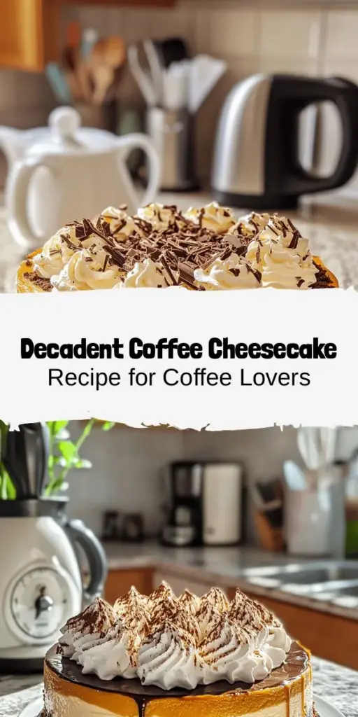 Indulge in the Ultimate Coffee Lover's Cheesecake, a delightful blend of rich creaminess and bold coffee flavor. With a buttery chocolate cookie crust and a smooth filling, this cheesecake is perfect for any occasion. Elevate your dessert game with a luscious coffee ganache topping and serve with a cup of your favorite brew. Whether you’re a coffee enthusiast or a dessert lover, this cheesecake is sure to impress! #CoffeeCheesecake #DessertLovers #CheesecakeRecipe #BakingJoy #InstaFood