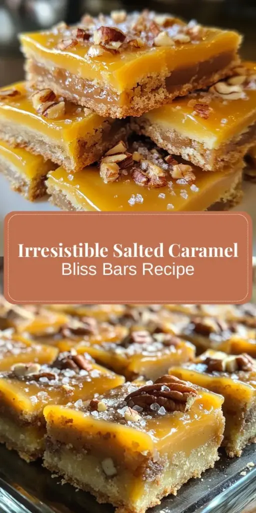 Discover the ultimate sweet indulgence with our Salted Caramel Bliss Bars! These delicious treats combine a buttery crust, decadent caramel, and a sprinkle of sea salt for a perfect sweet and salty balance. Ideal for gatherings or cozy nights in, these bars are a must-try for dessert lovers. Follow our easy guide for a baking experience that results in mouth-watering bliss. Get ready to enjoy every bite! #Dessert #SaltedCaramel #Baking #SweetTreats #ComfortFood #HomemadeDelights