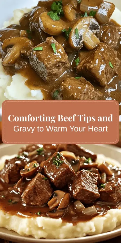 Discover the ultimate comfort food with this delicious Hearty Beef Tips and Gravy Delight! This classic recipe features tender beef tips smothered in a rich, savory gravy. Perfect over mashed potatoes, rice, or egg noodles, it’s easy to prepare on the stovetop or in a slow cooker. With simple ingredients and mouthwatering flavors, this dish is sure to impress family and friends. Bring warmth to your table with this timeless favorite! #ComfortFood #BeefTips #Gravy #HomeCooking #DinnerRecipes #CozyMeals