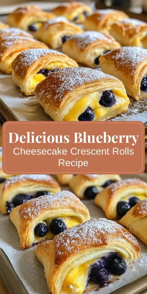 Indulge in the sweet and creamy delight of Blueberry Cheesecake Crescent Rolls! This easy recipe combines warm, flaky crescent dough with a rich cream cheese filling and juicy blueberries for a perfect treat any time of day. Ideal for breakfast, brunch, or dessert, these rolls are sure to impress family and friends. Discover how to elevate your baking game with this delicious fusion of flavors today. #Baking #CrescentRolls #Dessert #Blueberries #Cheesecake #YummyRecipes