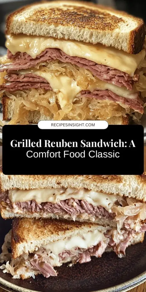 Discover the delicious world of the Grilled Reuben Sandwich, an iconic comfort food that perfectly combines crispy rye bread, savory corned beef, tangy sauerkraut, and melted Swiss cheese. Learn about its rich history, ingredient breakdown, and step-by-step instructions to make your own at home. Whether for a casual gathering or a cozy night in, this sandwich is sure to impress! #ReubenSandwich #ComfortFood #CookingAtHome #Foodie #RecipeIdeas #DeliciousEats