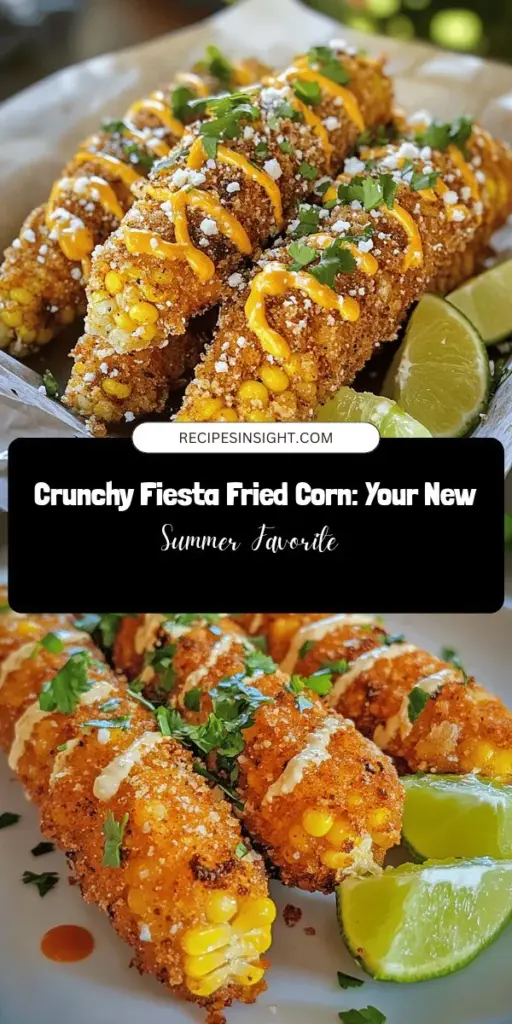 Get ready to elevate your summer gatherings with Crunchy Fiesta Fried Corn on the Cob! This festive treat features a crispy, flavorful coating that combines perfectly with sweet corn, making it an instant hit at barbecues and family reunions. With simple ingredients like buttermilk and spices, this dish is easy to prepare and deliciously satisfying. Try it today and savor every crunchy bite! #FriedCorn #SummerRecipes #FoodieFun #CornOnTheCob #SnackTime #BBQDelights #CookingTutorial
