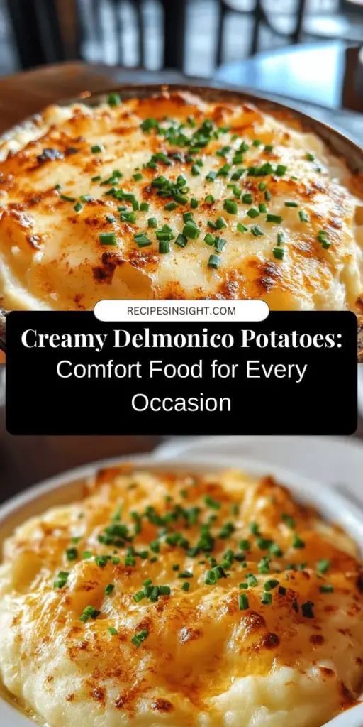 Indulge in the creamy, cheesy goodness of Delmonico Potatoes Delight, a comforting side dish perfect for any occasion! This family favorite combines Yukon Gold potatoes, sharp cheddar cheese, and a rich blend of spices. Its origins trace back to Delmonico's Restaurant in NYC, making it a classic choice for gatherings. Learn the easy preparation steps and enjoy the flavorful results at your next meal. #DelmonicoPotatoes #ComfortFood #SideDish #CheesyGoodness #YummyEats #HomeCooking #PotatoLovers