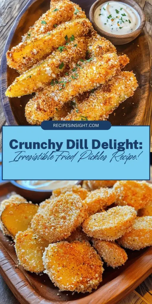 Discover the crunch and flavor of Crunchy Dill Delight Fried Pickles! This delicious bite-sized snack is perfect for game day, casual family dinners, or just satisfying your cravings. With a zesty dill profile and crispy coating, these fried pickles are sure to impress. Serve them with your favorite dipping sauces for an irresistible treat. Get ready to elevate your snacking game! #FriedPickles #SnackIdeas #CrunchyDillDelight #Appetizers #ComfortFood