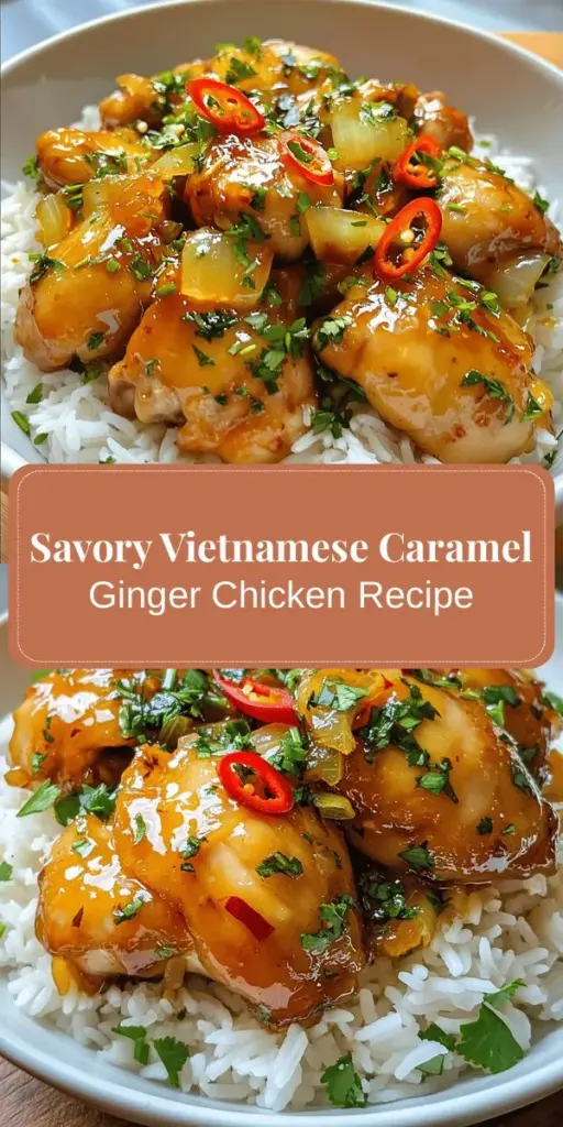 Discover the irresistible flavors of Vietnamese Caramel Ginger Chicken with this simple and delicious recipe. Achieve a perfect balance of sweet, savory, and spicy by mastering the art of caramelization with chicken thighs, ginger, garlic, and a hint of fish sauce. This dish is a comforting favorite, ideal for family gatherings or special occasions. Bring a taste of Vietnam to your kitchen today! #VietnameseCooking #CaramelGingerChicken #DeliciousRecipes #HomeCookedMeals #FoodieFavorites