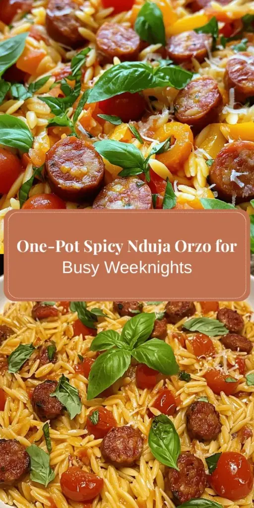 Discover the mouthwatering Spicy Nduja Orzo Delight, the perfect one-pot meal combining the rich flavors of spicy nduja sausage and tender orzo pasta. This hearty dish is quick to prepare, making it ideal for busy weeknights or special gatherings. With fresh vegetables and simple steps, you'll create a satisfying and delicious meal in no time. Get ready to impress your family and friends! #Nduja #Orzo #OnePotMeals #ComfortFood #QuickDinner #PastaRecipes #ItalianCuisine