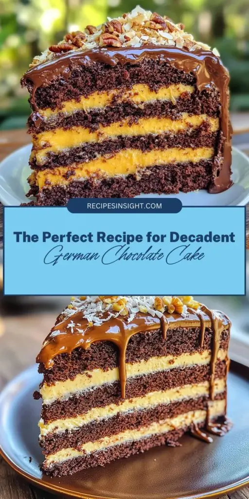 Discover the delight of making a classic German Chocolate Cake with our comprehensive guide! From its fascinating history linked to Samuel German to its irresistible layers of rich chocolate, sweet coconut, and crunchy pecans, this recipe will guide you step-by-step through the baking process. Perfect for any celebration, impress your loved ones with this decadent dessert that promises to be the star of your gathering! #GermanChocolateCake #Baking #DessertLovers #ChocolateLovers #Recipes #CoconutPecan