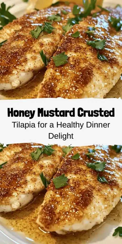 Try this delicious and healthy Honey Mustard Baked Crusted Tilapia Fillets recipe for an easy dinner option that doesn't skimp on flavor. The sweet and tangy honey mustard crust perfectly complements the flaky tilapia, making it a delightful choice for busy weeknights or casual gatherings. Packed with protein and omega-3s, this meal supports your health while satisfying your taste buds. Discover the flavor today! #HealthyEating #TilapiaRecipe #DinnerIdeas #QuickMeals #EasyRecipes #SustainableSeafood