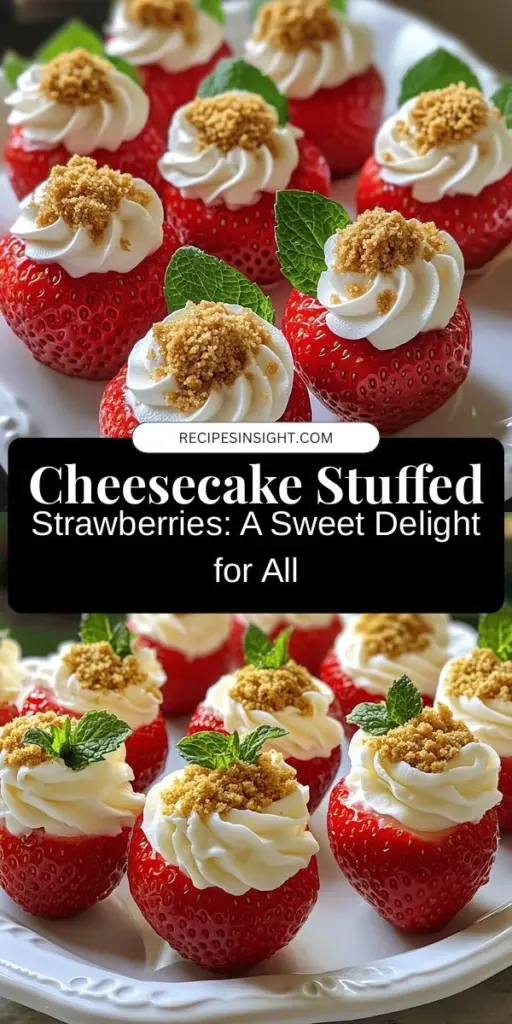 Experience the delicious trend of cheesecake stuffed strawberries! These delightful bites combine juicy strawberries with creamy cheesecake filling, creating a stunning dessert perfect for any occasion. Simple to make, they can be customized with your favorite flavors and are a hit at gatherings, picnics, or dinner parties. Impress your guests with this visually appealing and tasty treat that brings health benefits too! #Dessert #CheesecakeStuffedStrawberries #EasyRecipes #PartyFood