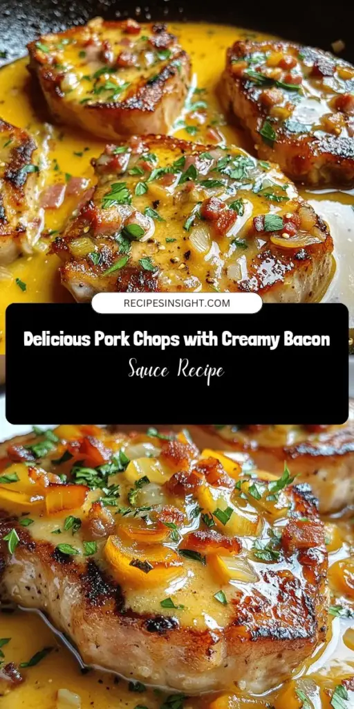 Elevate your dinner with this mouthwatering recipe for Savory Pork Chops with Creamy Bacon Pan Sauce. Imagine juicy pork chops paired with a rich, creamy sauce infused with crispy bacon that will truly delight your taste buds. Perfect for cozy nights or special occasions, this dish is an experience in flavor and satisfaction. Check out the full recipe and prepare to impress! #PorkChops #CreamySauce #BaconLovers #HomeCooking #DinnerIdeas #Foodie